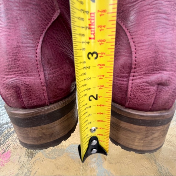 Bueno Casey Burgundy Leather Moto Combat Tall Lace Up Side Zip Boots - Picture 9 of 16